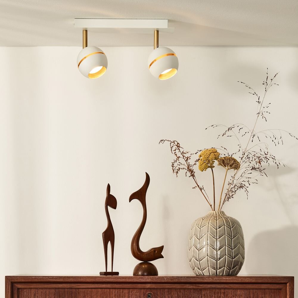 Bild von LED Deckenleuchte Binari, schwenk- und drehbar, warmweiß, weiß, gold, 2-flammig