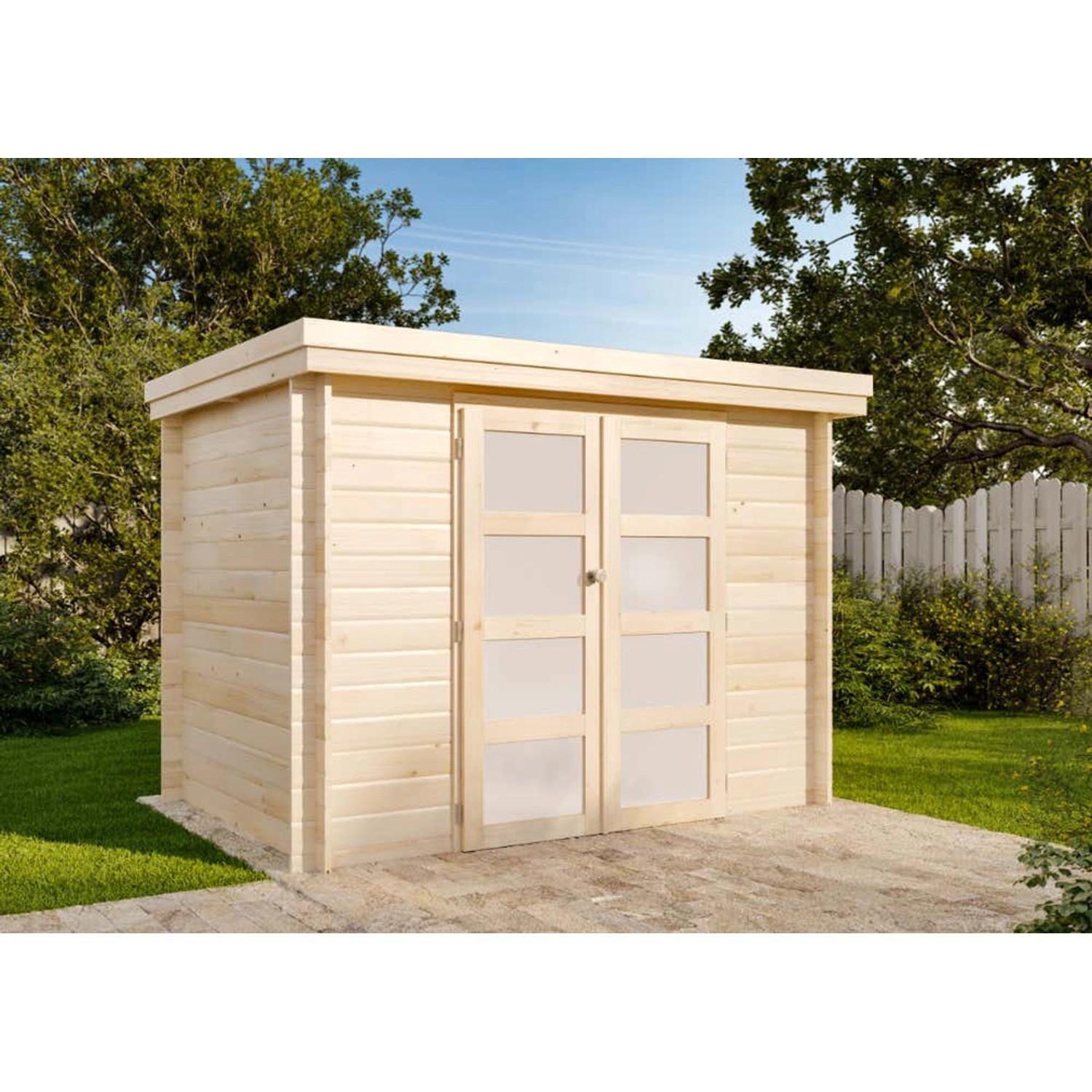 Bild von Alpholz Gartenhaus Oregon Flachdach 301 cm x 228 cm Natur