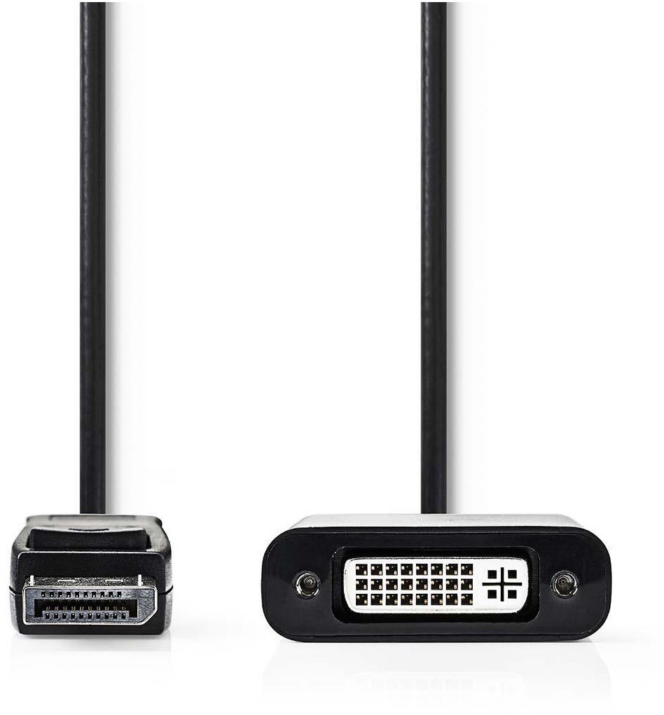 Bild von Nedis Displayport-Adapter DisplayPort Stecker DVI-D 24+1-Pin Buchse Vernickelt Gerade 0.20 m rund PV (0.20 m, DisplayPort), Video Kabel