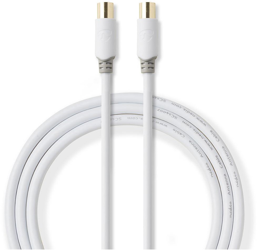 Bild von Nedis Koaxial Kabel IEC (Coax) Stecker IEC (Coax) Buchse Vergoldet 75 Ohm Doppelt geschirmt Unisex (75 dB, Antennenkabel), Antennenkabel