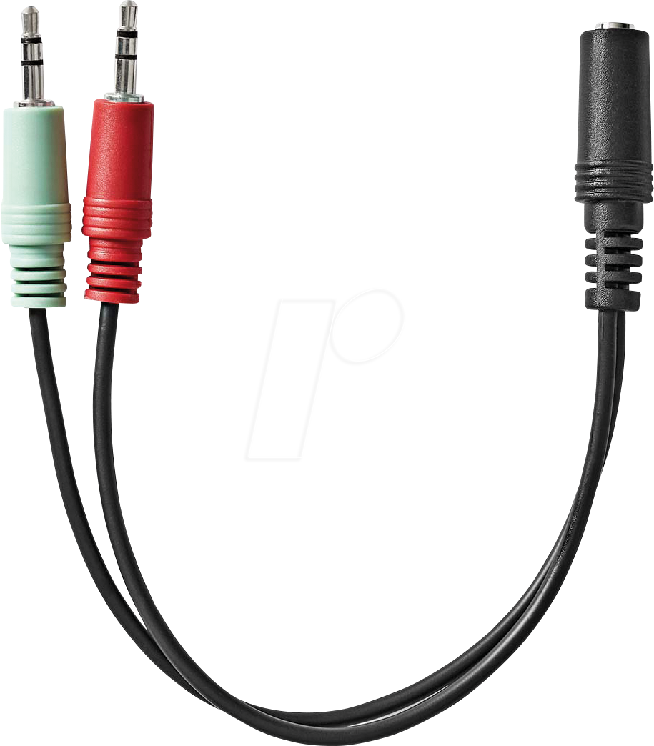 Bild von Nedis Stereo-Audiokabel 3.5 mm Buchse 2x 3.5 mm Stecker Vergoldet 0.12 m Rund Schwarz (0.12 m), Audio Kabel