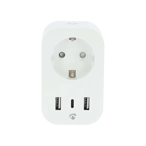 Bild von Nedis SmartLife Smart Stecker Wi-Fi | Leistungsmesser | 3680 W | Type F (CEE 7/7) / 1x USB-C™ / 2x USB | 0 - 55 °C | Android™ / IOS | Weiss | 1 Stück