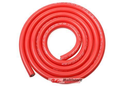 Bild von G-Force RC Silikon Kabel Powerflex PRO+ Rot 8AWG 4197/0.05 Stränge AD 6.5mm 1m / GF-1341-010