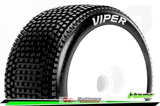 Bild von Louise B-VIPER-JA 1-8 Buggy Reifen Fertig Verklebt Soft Felgen Weiss Hex 17mm 1 Paar / T3194SW