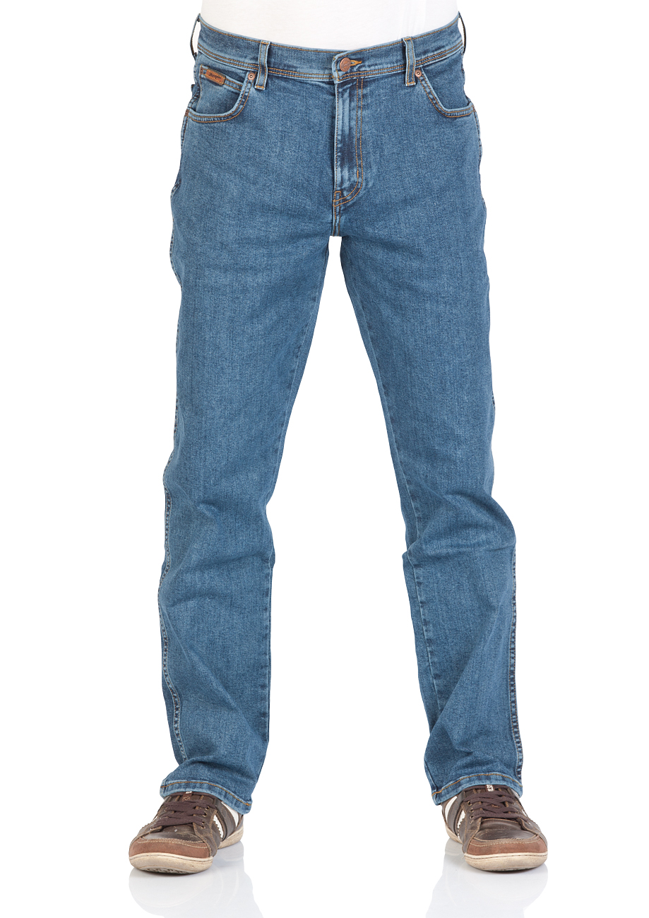 Bild von Wrangler Texas Stretch Herren Jeans - Regular Fit - Blue Black - Black Overdye - Darkstone - Stonewash