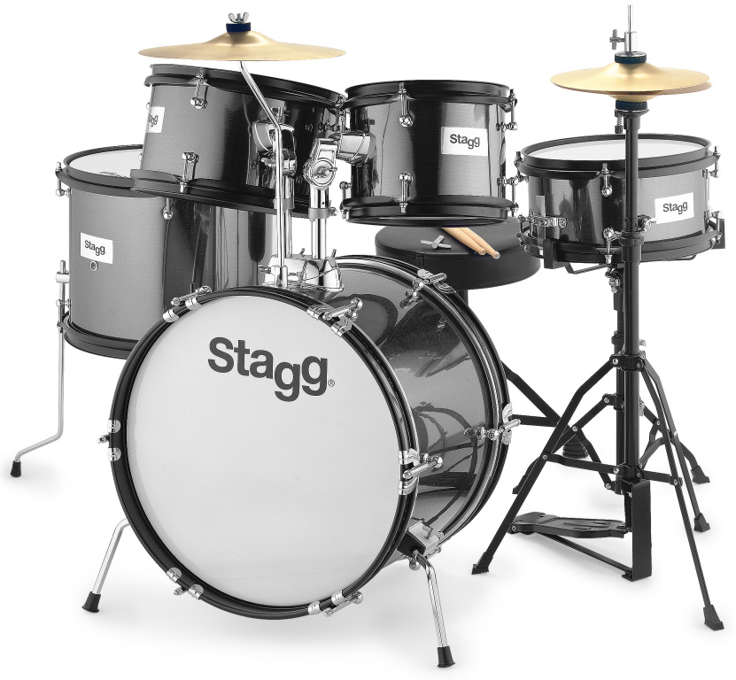 Bild von Stagg Schlagzeug 5-teiliges Junior Drumset mit Hardware, 8" / 10" / 10" /12" / 16