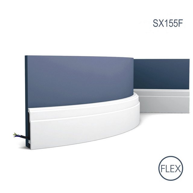 Bild von Orac Decor Flexprofil SX155F (Profilleiste, 1-St., Flexible Sockelleiste, Stuckleiste, Zierleiste, 2 m), weiß, vorgrundiert