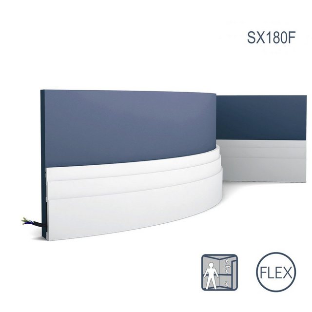 Bild von Orac Decor Flexprofil SX180F (Profilleiste, 1-St., Flexible Sockelleiste, Stuckleiste, Zierleiste, 2 m), weiß, vorgrundiert