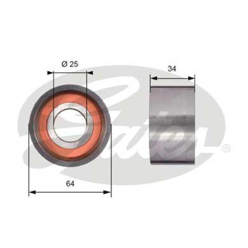 Bild von GATES Spannrolle, Zahnriemen PowerGrip®  64mm für RENAULT TRUCKS PEUGEOT FIAT CITROËN VAUXHALL IVECO LANCIA OPEL 2992485 9108204 2997798 T41234