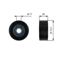 Bild von GATES Umlenk-/Führungsrolle, Keilrippenriemen DriveAlign®  70mm für ALPINE BMW 11281710045 T36759