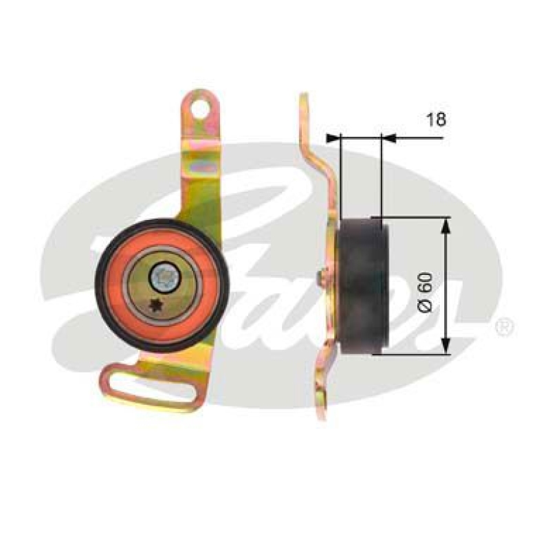 Bild von GATES Spannrolle, Keilrippenriemen DriveAlign® Universal  60mm für MERCEDES-BENZ SMART 0015956V001 Q0015956V001000000 A1602000470 T39119