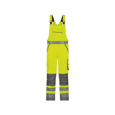 Bild von Dassy® - Malmedy Warnschutz Latzhose mit Kniepolstertaschen, neongelb/zementgrau, Schrittlänge Minus, Größe 46