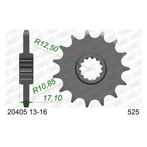 Bild von AFAM Standard-Stahlkettenrad 20405 - 525, AFAM 20405-16 Kettenritzel 16