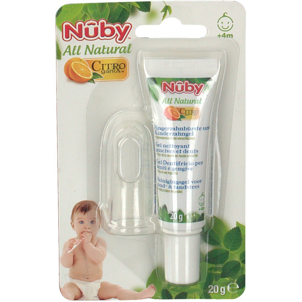 Bild von Nûby All Natural Citroganix Fingerzahnbürste und Kinderzahngel