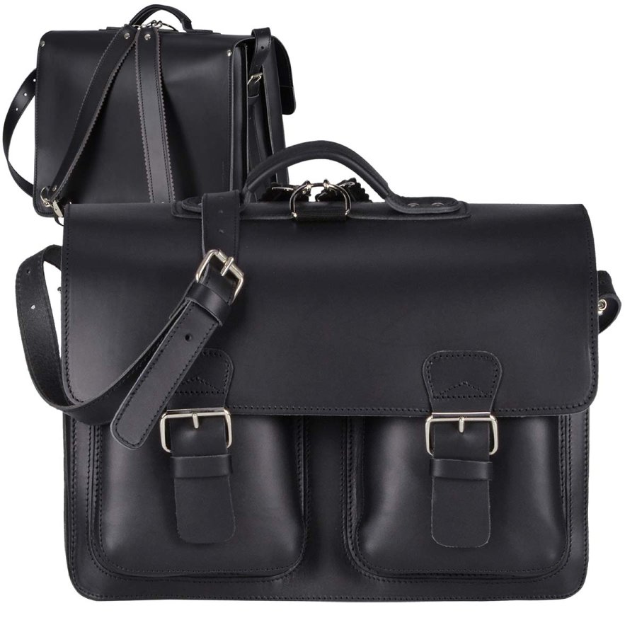 Bild von Ruitertassen Aktentasche "Classic Satchel" Damen Herren 42x31cm mit 3 Fächern, 42 cm Lehrertasche mit 3 Fächern, auch als Rucksack zu tragen, Leder