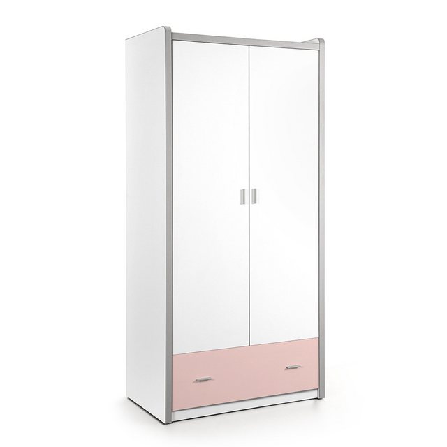 Bild von Lomadox Kleiderschrank 2-türig, 100cm breit, in weiß/rosa