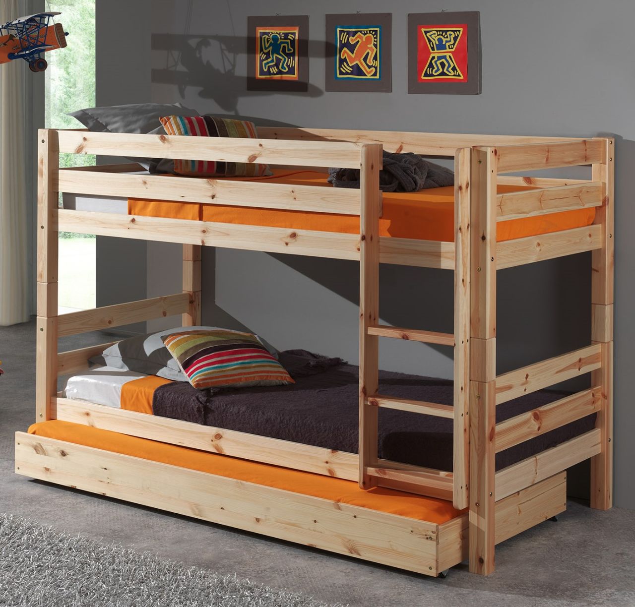 Bild von Etagenbett 90x200 Bettschublade Kinderbett Hochbett Spielbett Massivholz geteilt