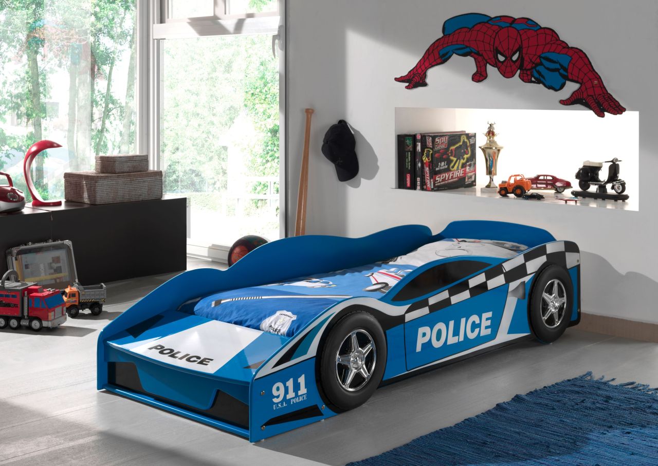 Bild von Vipack: Autobett "POLICE CAR" 70 x 140 mit Lattenrost - Kinderbett Juniorbett