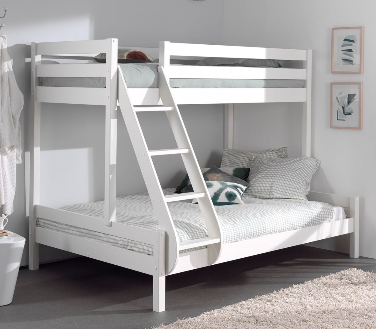 Bild von Etagenbett Familienbett 90x200 140x200 Hochbett Stockbett Kinderbett Holz Weiß