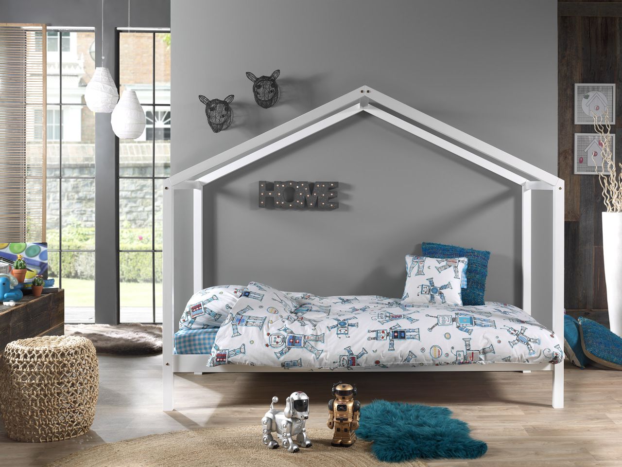 Bild von Vipack Hausbett »Dallas«, (Made in Europe), wahlweise mit Bettschublade oder Textilhimmel, Ausf. natur oder weiß