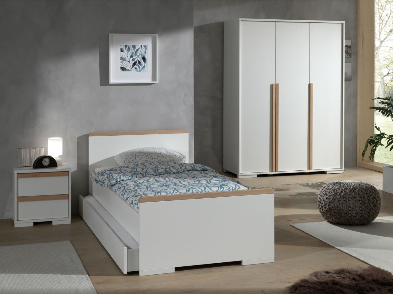 Bild von Vipack: Artikelset "LONDON" 4-Teilig- Kinderzimmerset Jugendzimmer -Weiß / Buche