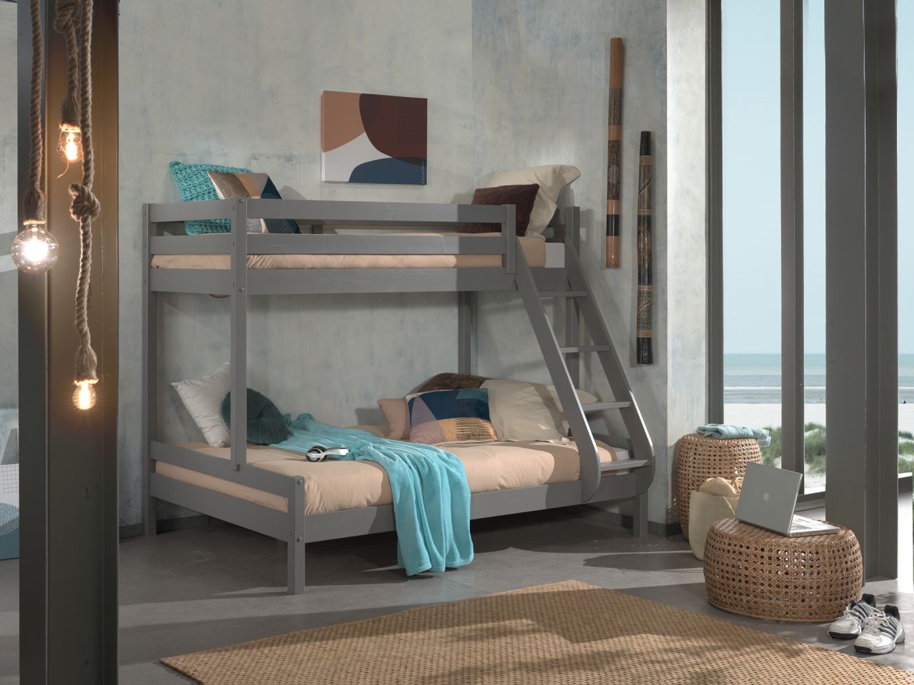 Bild von Etagenbett Familienbett 90x200 140x200 Hochbett Stockbett Kinderbett Holz Leiter