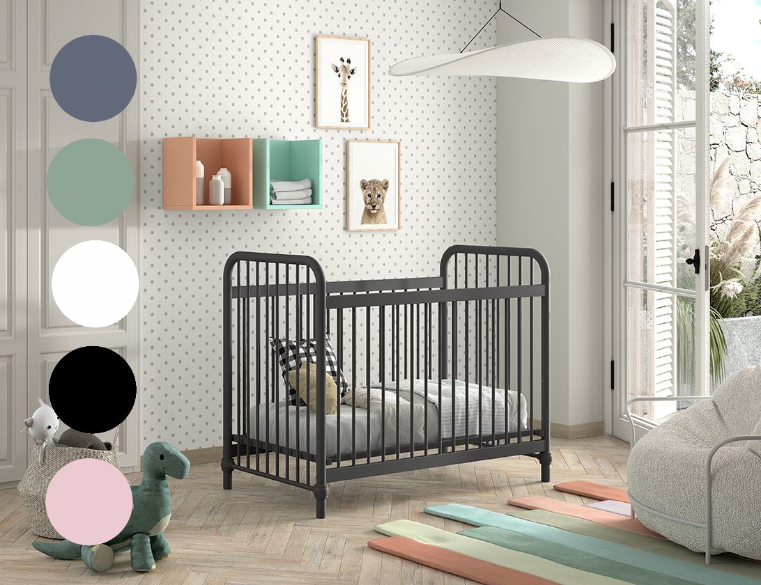 Bild von JAXX BRONXX Babybett mit Liegefläche 60 x 120 cm, Ausf. Metall Denim Blau matt - versch. Ausführungen