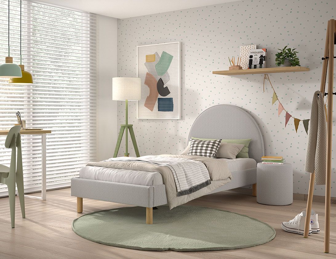 Bild von Vipack Schlafzimmer-Set "Polsterbett Moon", (Made in Europe), LF 90x200 cm, inkl. Lattenrost, Bouclé Stoff bezogen, wahlw. 4 Farben
