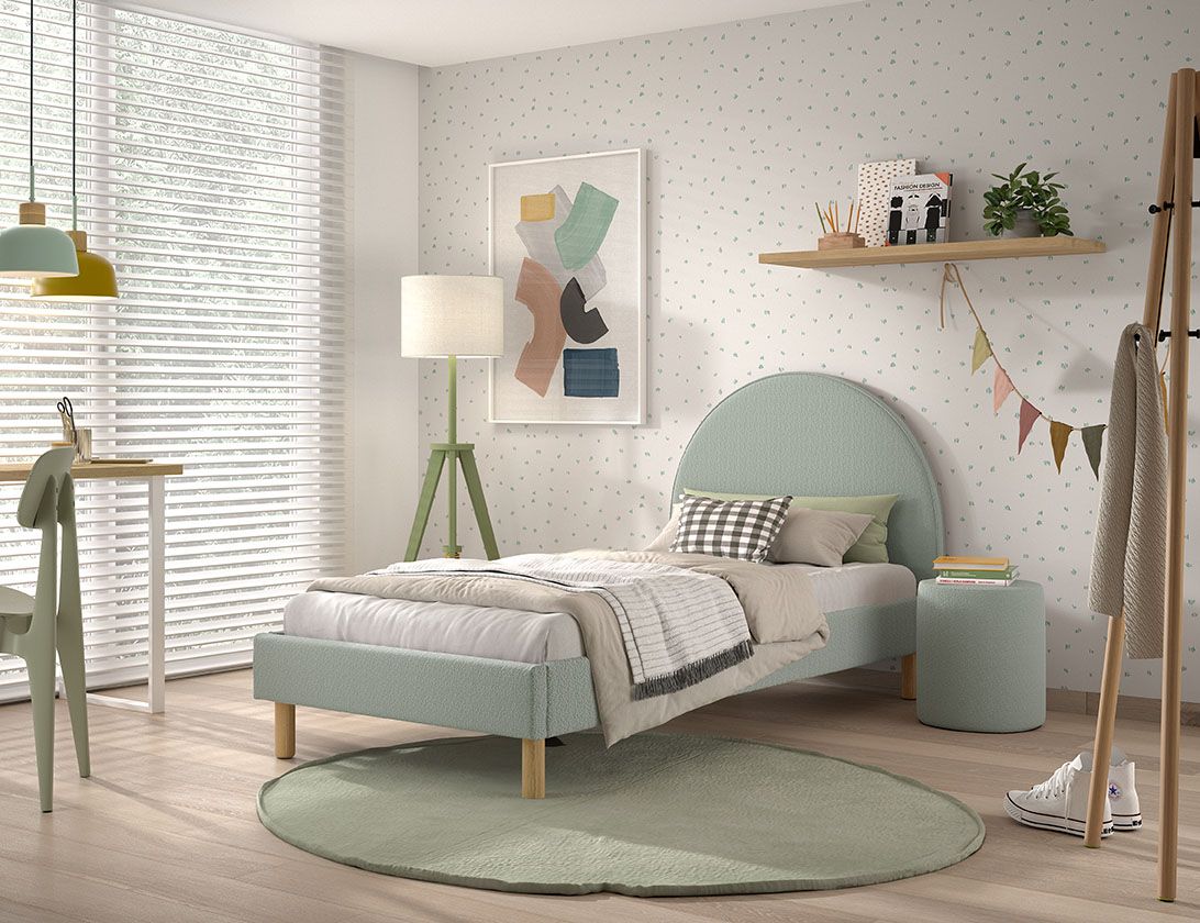 Bild von Vipack Schlafzimmer-Set "Polsterbett Moon", (Made in Europe), LF 90x200 cm, inkl. Lattenrost, Bouclé Stoff bezogen, wahlw. 4 Farben