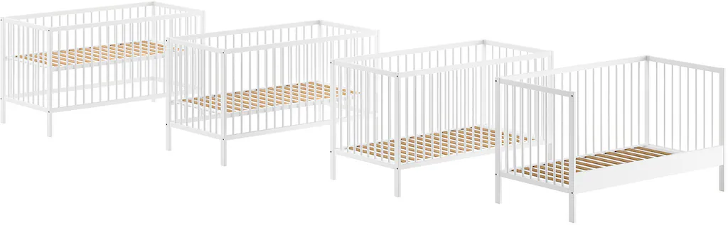 Bild von Vipack Babybett "Dino 70/140 mit 3-fach verstellb. Lattenrost, inkl. 3 Schlupfsprossen", aus massiver Buche, umbaubar zum Juniorbett, wahlweise in 3 Farben