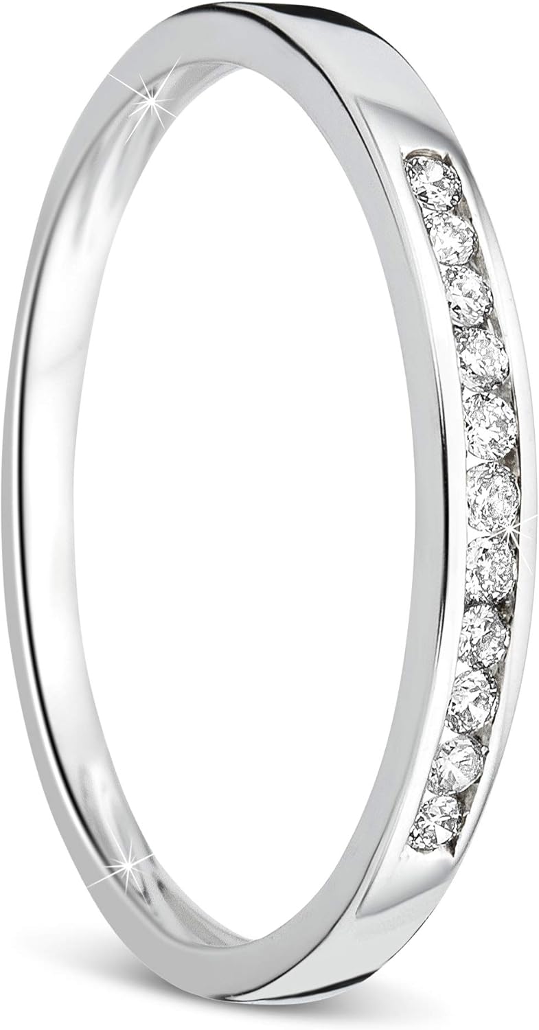 Bild von Orovi Damen-Ring Memoire Hochzeitsring Weißgold 9 Karat (375) Brillianten 0.10 carat Verlobungsring Diamantring