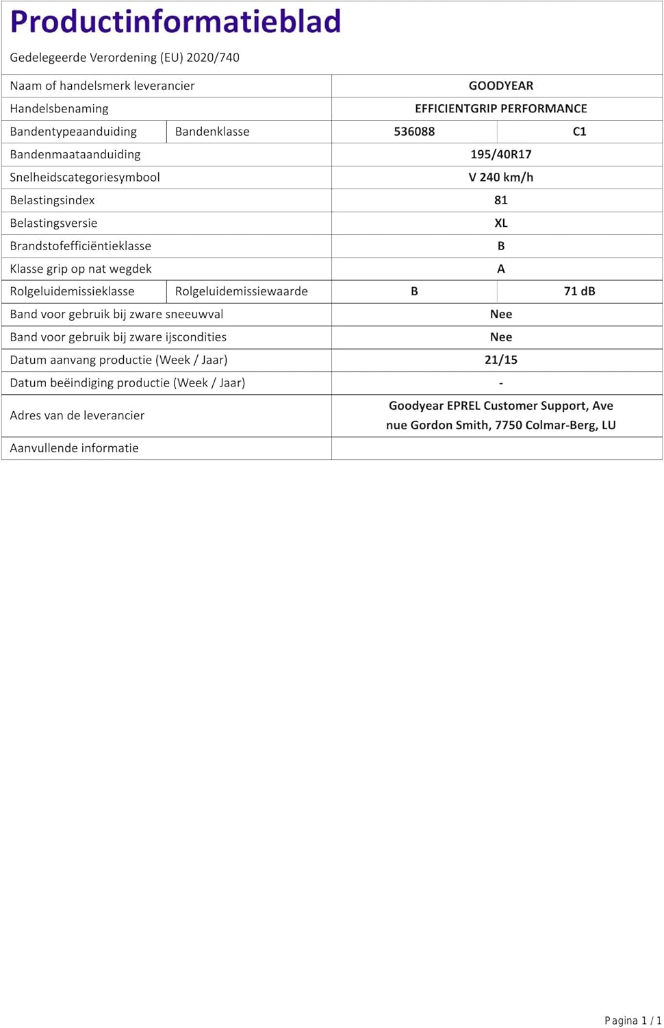 Bild von Goodyear EfficientGrip Performance ( 225/55 R17 97W * )