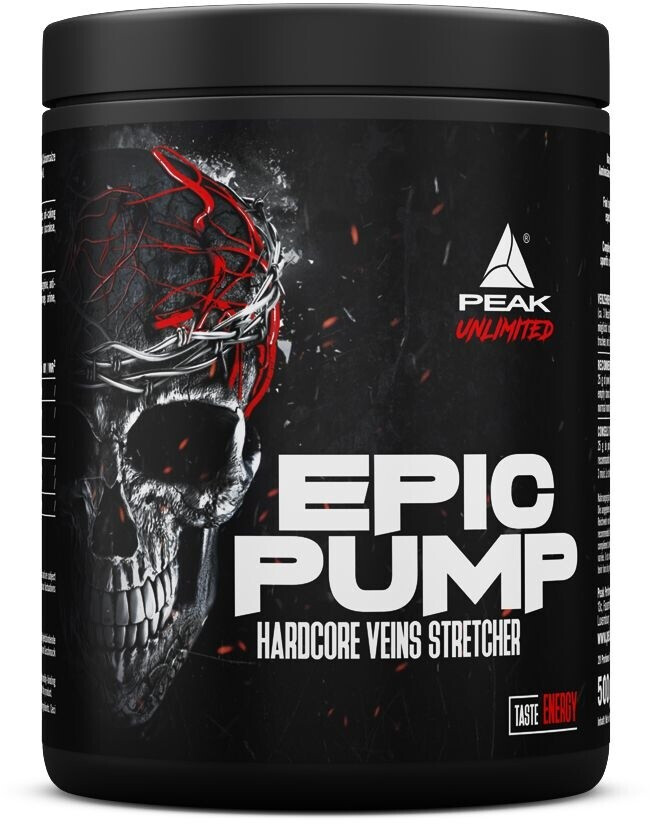 Bild von PEAK Epic Pump - 500g Blood Orange I 20 Portionen I Concentrated Pre Workout Booster ohne Koffein mit L-Citrullin Malat, L-Arginin AKG (AAKG) / Nitrat, Taurin I vegan