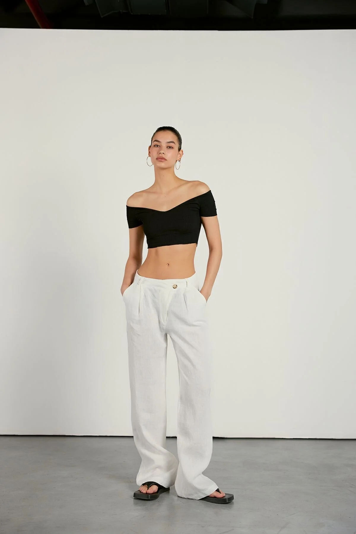 Bild von VATKALI Leinen-cross-palazzo-hose für Damen - 40