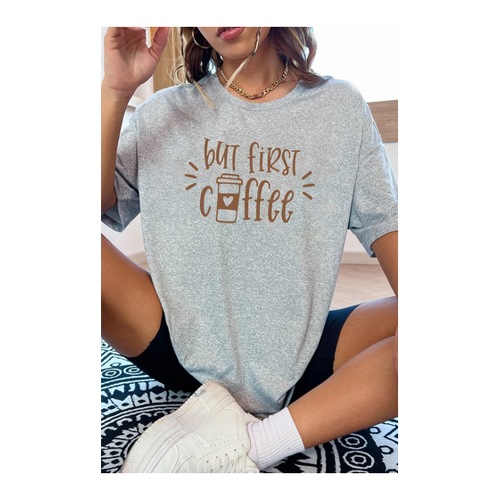 Bild von Uyguntarz Unisex But First Coffee Design T-Shirt - XL