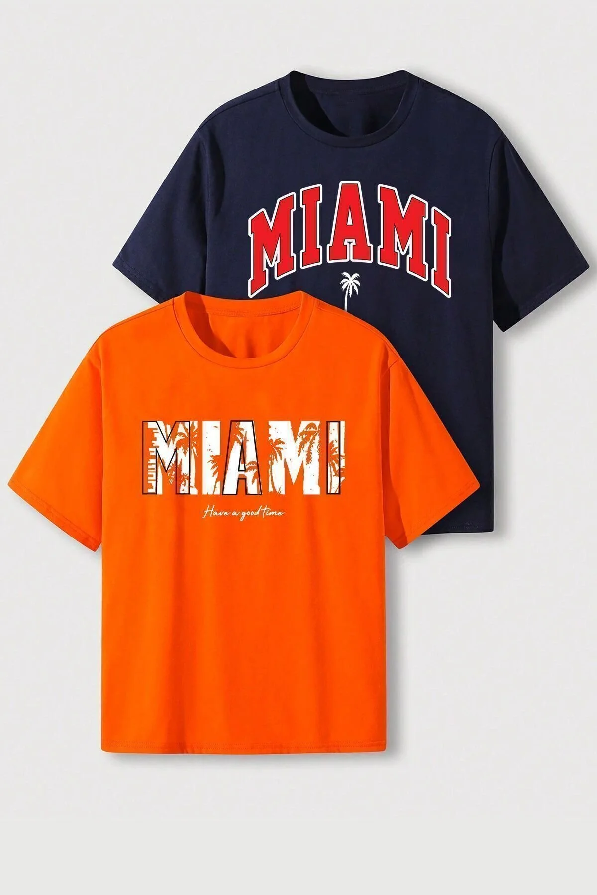 Bild von uyguntarz Übergroße T-shirts Im 2er-pack Mit Miami-aufdruck - S/M