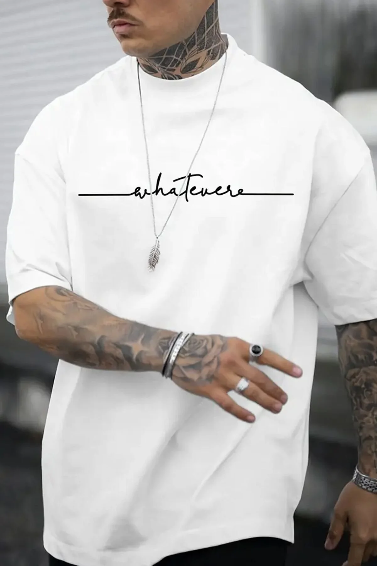 Bild von uyguntarz T-shirt Weiß Oversized für Herren - XL