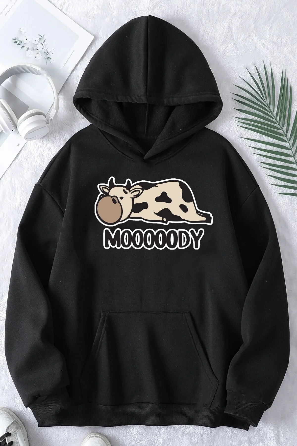 Bild von uyguntarz Übergroßes Sweatshirt Mit Mooooody-print, Unisex - L