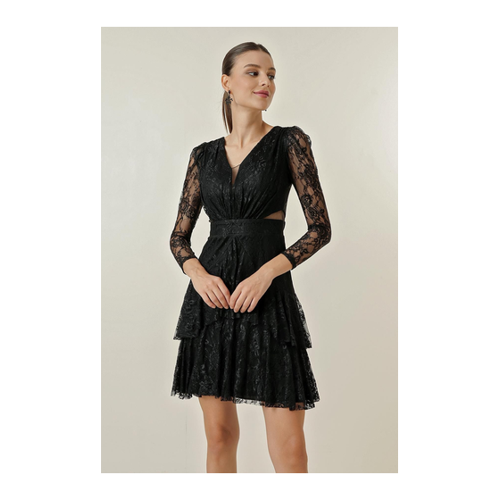 Bild von Elegantes V-Ausschnitt Spitzenkleid für Damen
