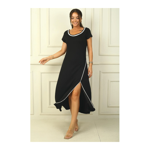Bild von By Saygı Langes Taucherkleid – Gerippt und Geschlitzt für Damen - M