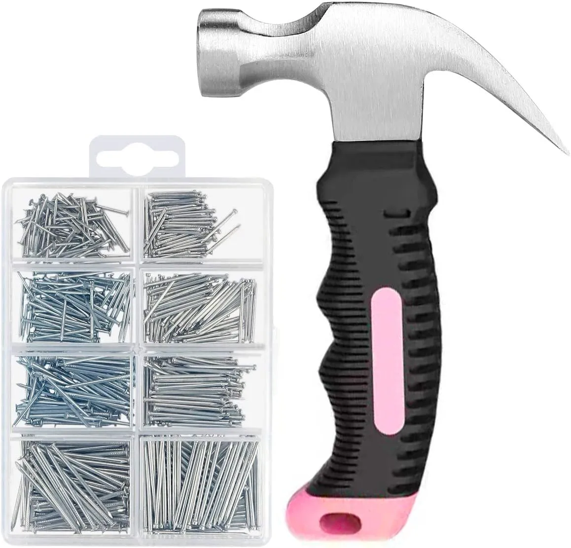 Bild von 560 Stück Nägel zum Aufhängen von Bildern mit 325 g Mini-Hammer im Set