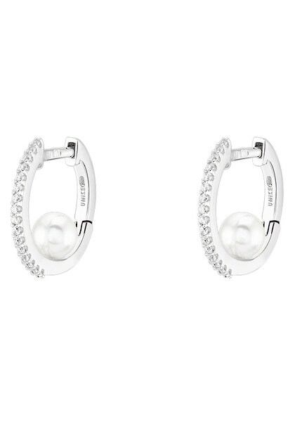 Bild von UNIKE JEWELLERY Paar Creolen »HOOP GLOW PEARLS SIMPLE, UK.AR.1204.0029«, mit Zirkonia (synth.) - mit Perle (synth.)