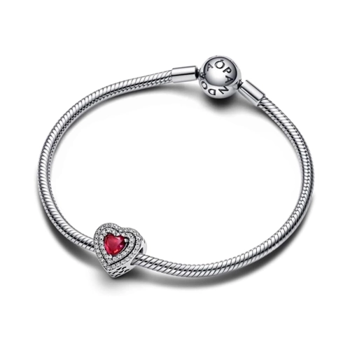 Bild von Pandora 799218C02 Silber Charm Funkelndes Rotes Herz