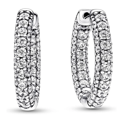 Bild von Pandora 292624C01 Damen-Ohrringe Creolen Zeitloses Pavé Silber