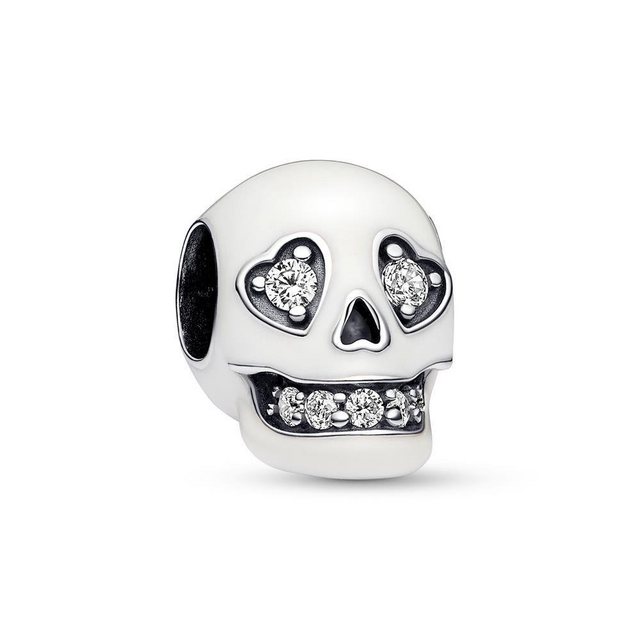Bild von PANDORA Moments Glow-in-the-dark Funkelnder Totenkopf Charm aus Sterling Silber mit Cubic Zirkoniasteinen, Kompatibel Moments Armbändern, 792811C01