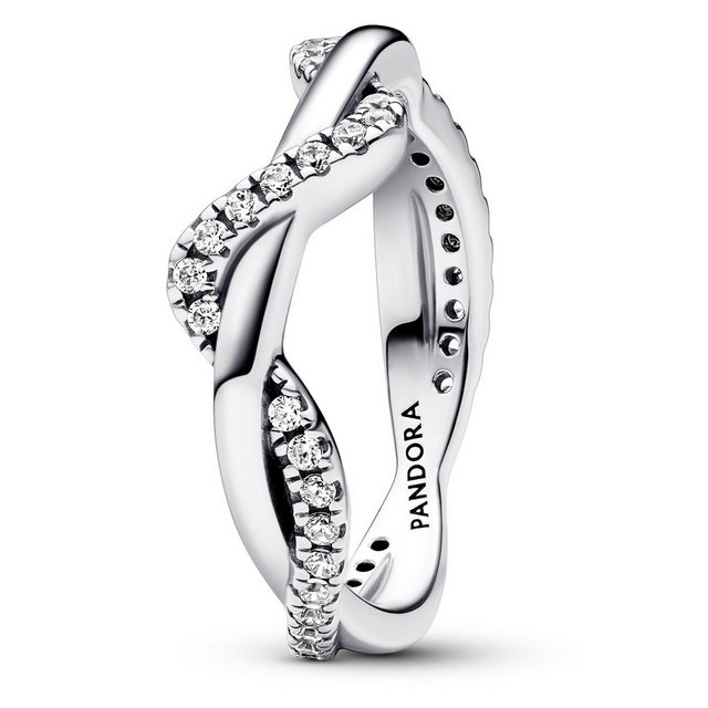 Bild von PANDORA Timeless Funkelnde Verschlungene Welle Ring aus Sterling Silber mit Cubic Zirkonia, Größe 54, 193098C01-54