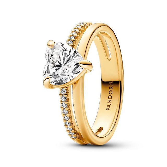 Bild von Pandora Fingerring PANDORA Timeless Herzring für Damen mit Zirkonia, IP Gold