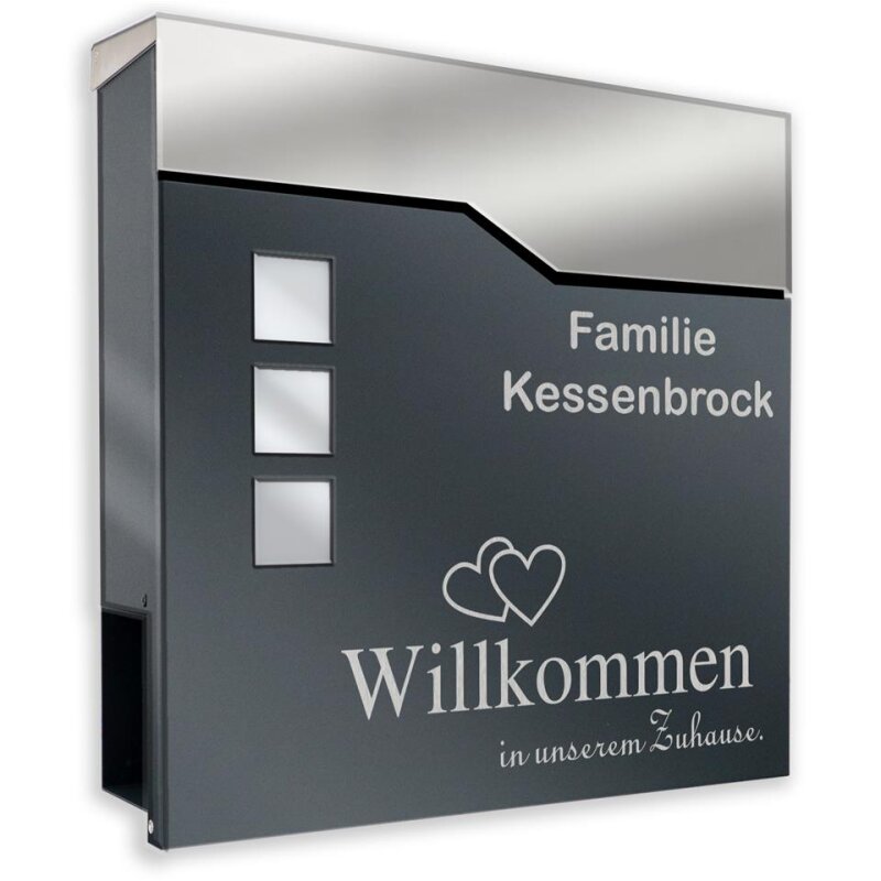 Bild von Briefkasten ANTHRAZIT mit Beschriftung Wandbriefkasten Postkasten...