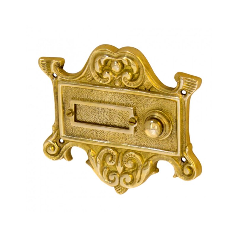 Bild von Klingelplatte Jugendstil Messing poliert Antik B9181