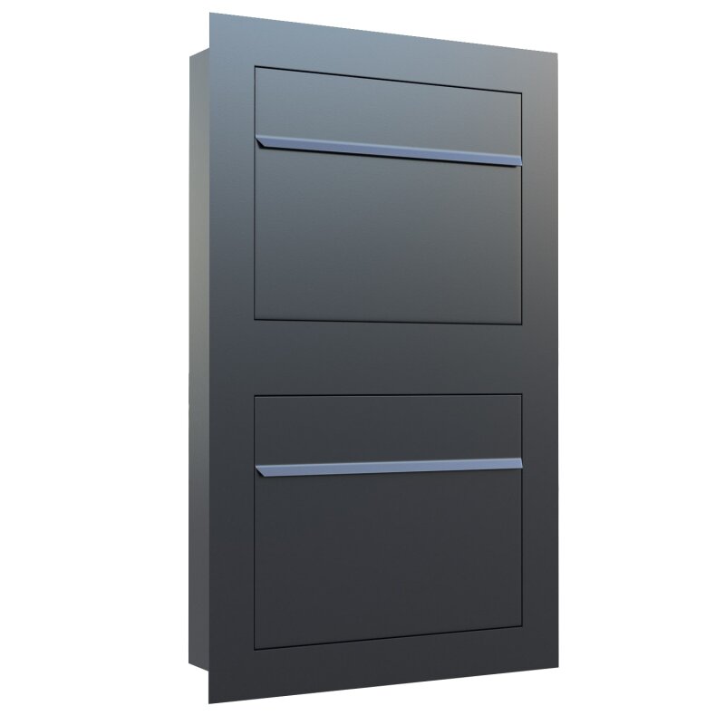 Bild von Einbaubriefkasten Hochkant RAL 7016 anthrazit grau 2 Parteien